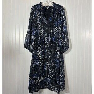 CATO Floral Fairy Midi Dress Size 22/24W Lined Ruffle Boho Cottagecore Gauzy